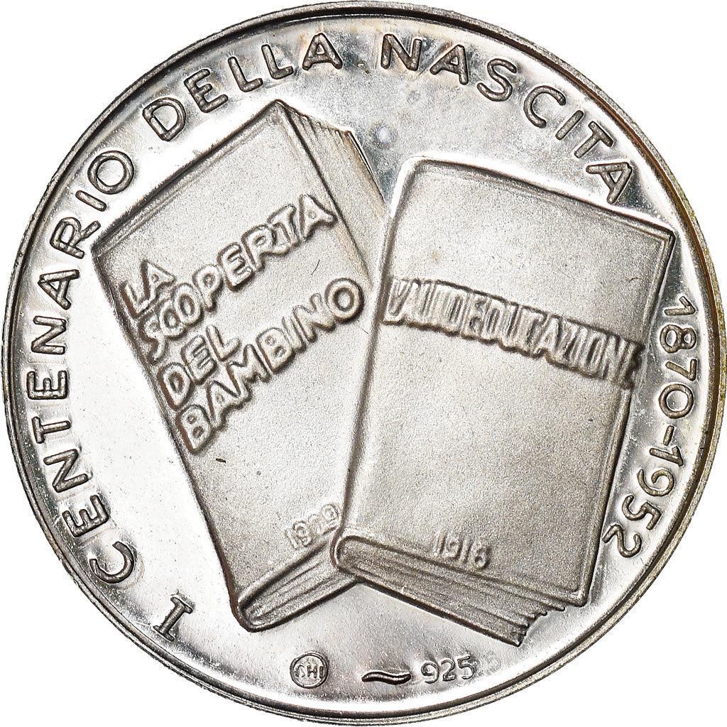 Italia, medalla, Maria Montessori, Medicine, 1952, SC, Plata