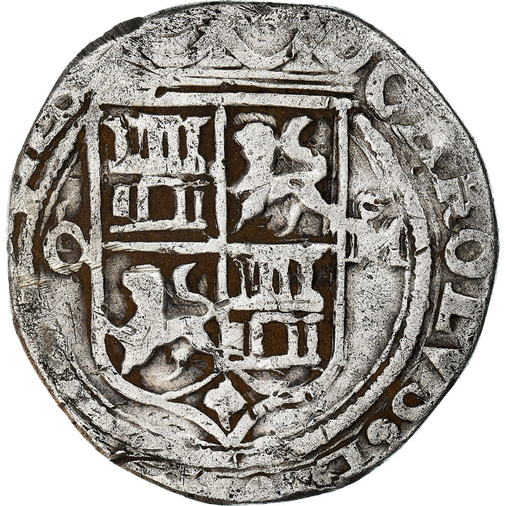 Coin, Spain, Jeanne et Charles, 2 Escudos, Mexico, VF(20-25), Silver