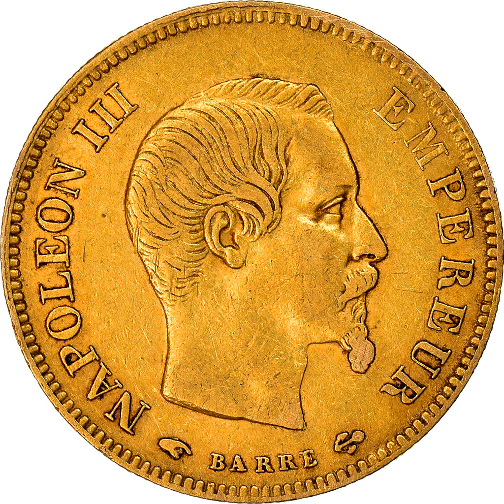 Moneda, Francia, 10 Francs, 1855, Paris, MBC, Oro, Gadoury:1014