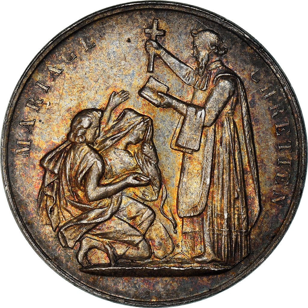 France, Medal, Mariage Chrétien, Religions & beliefs, MS(63), Silver