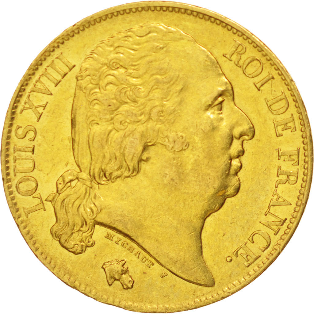 France, Louis XVIII, 20 Francs, 1818, Paris, SUP, Or, KM:712.1, Gadoury 1028