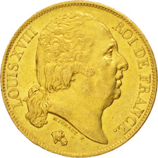 France, Louis XVIII, 20 Francs, 1818, Paris, SUP, Or, KM:712.1, Gadoury 1028