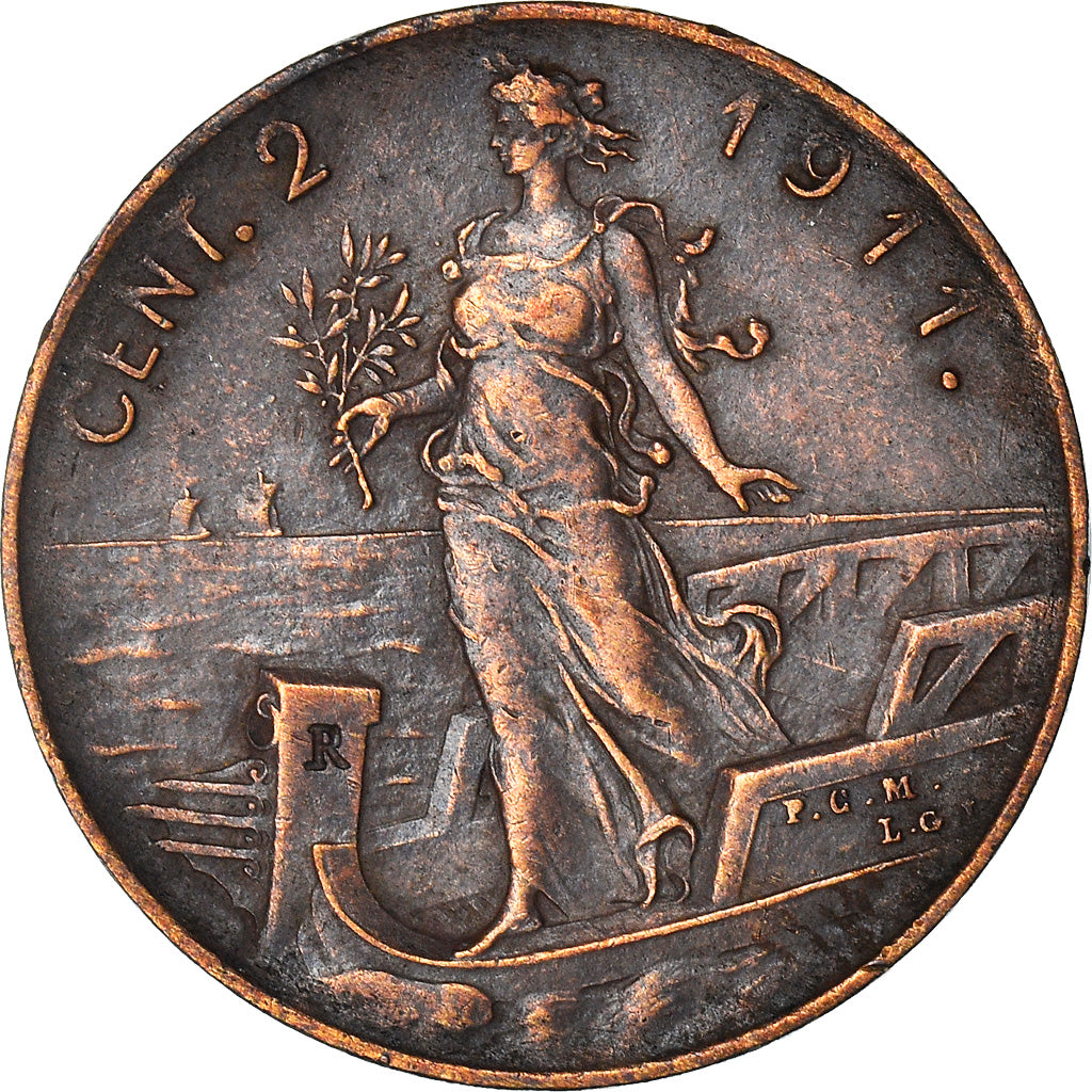 Coin, Italy, Vittorio Emanuele III, 2 Centesimi, 1911, Rome, AU(50-53), Bronze