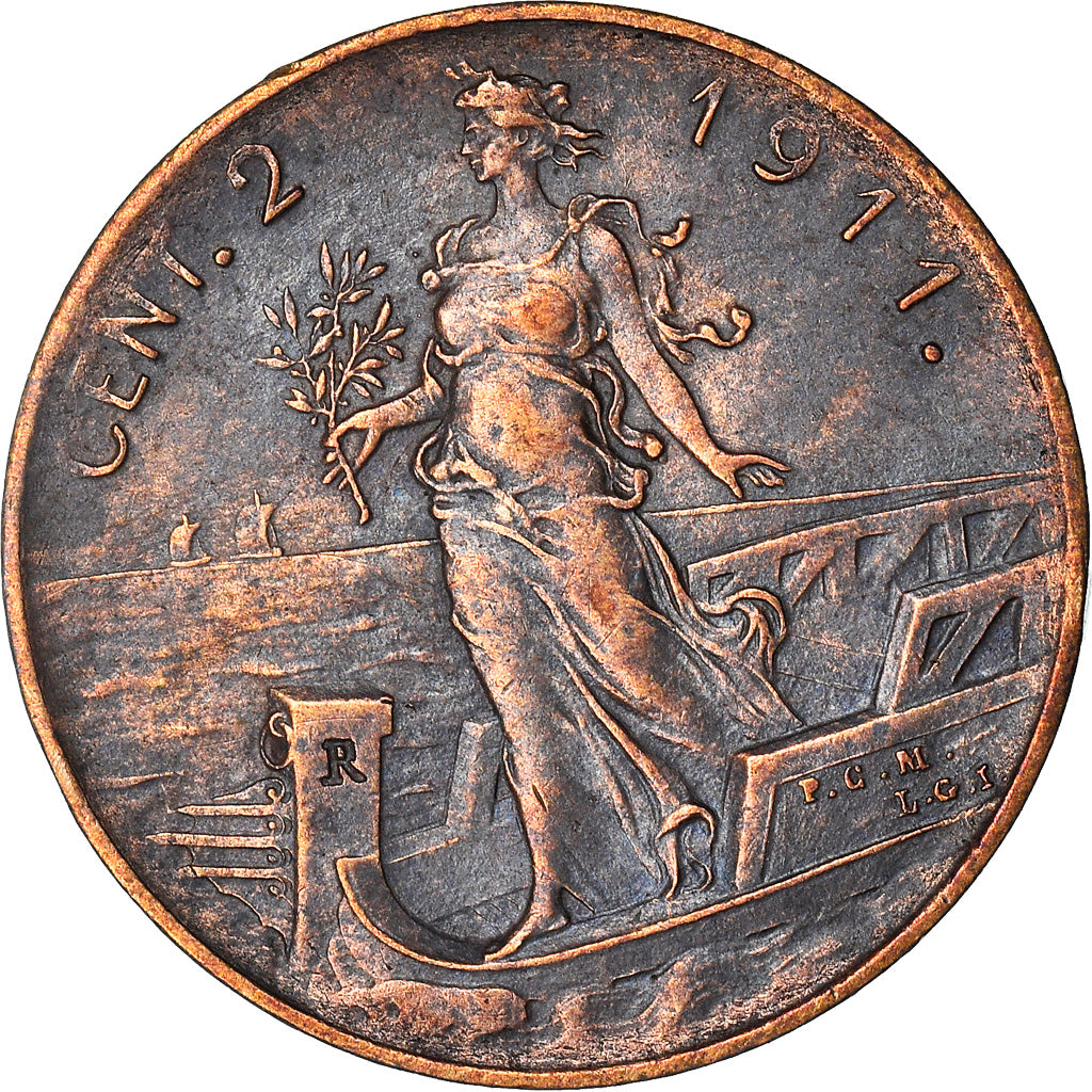 Coin, Italy, Vittorio Emanuele III, 2 Centesimi, 1911, Rome, AU(50-53), Bronze