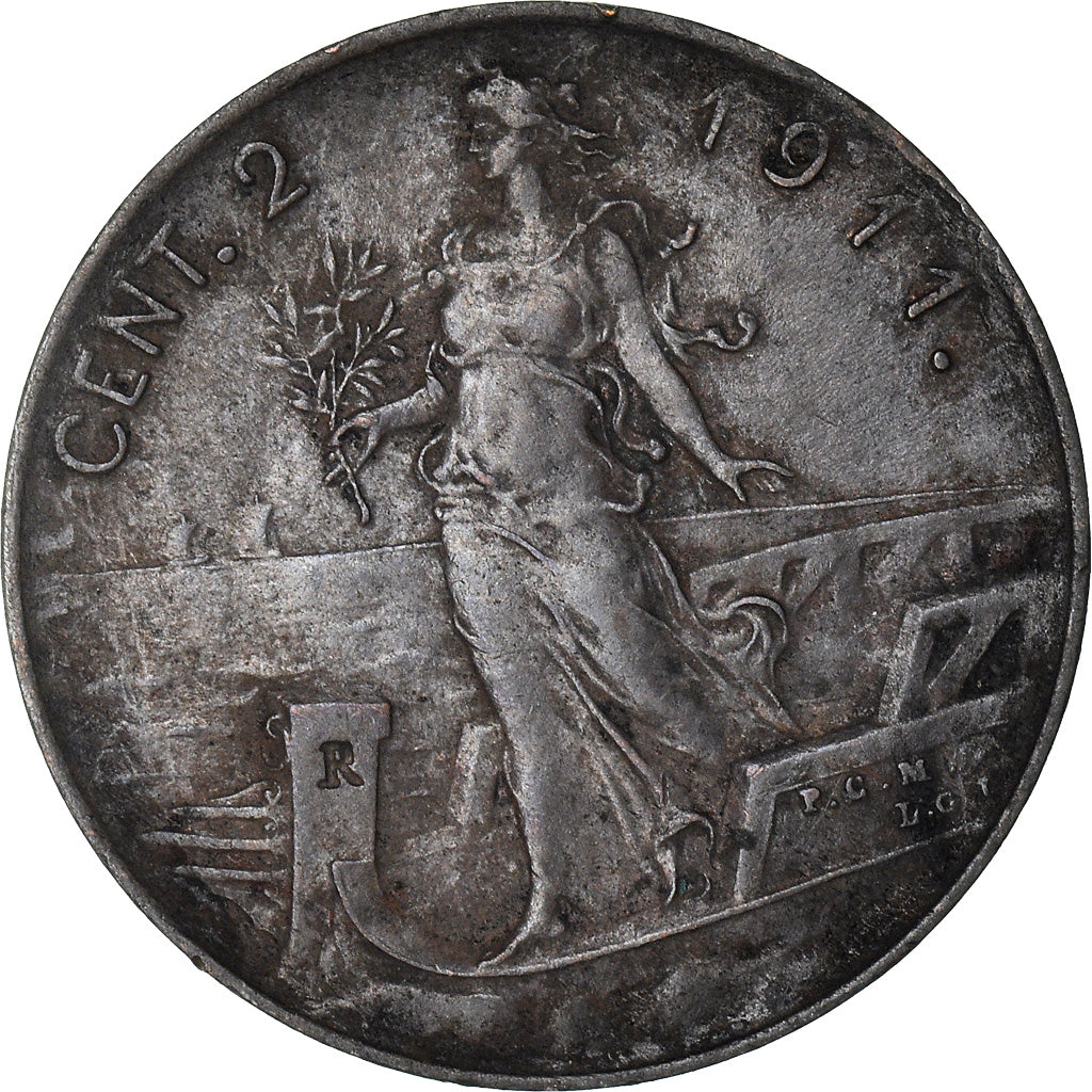 Moneta, Italia, Vittorio Emanuele III, 2 Centesimi, 1911, Rome, MB+, Bronzo