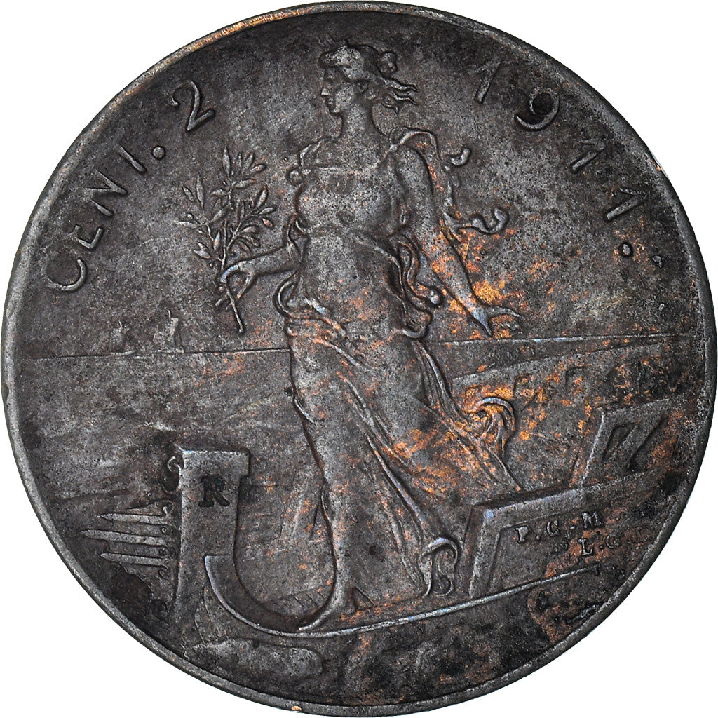 Moneta, Italia, Vittorio Emanuele III, 2 Centesimi, 1911, Rome, MB+, Bronzo