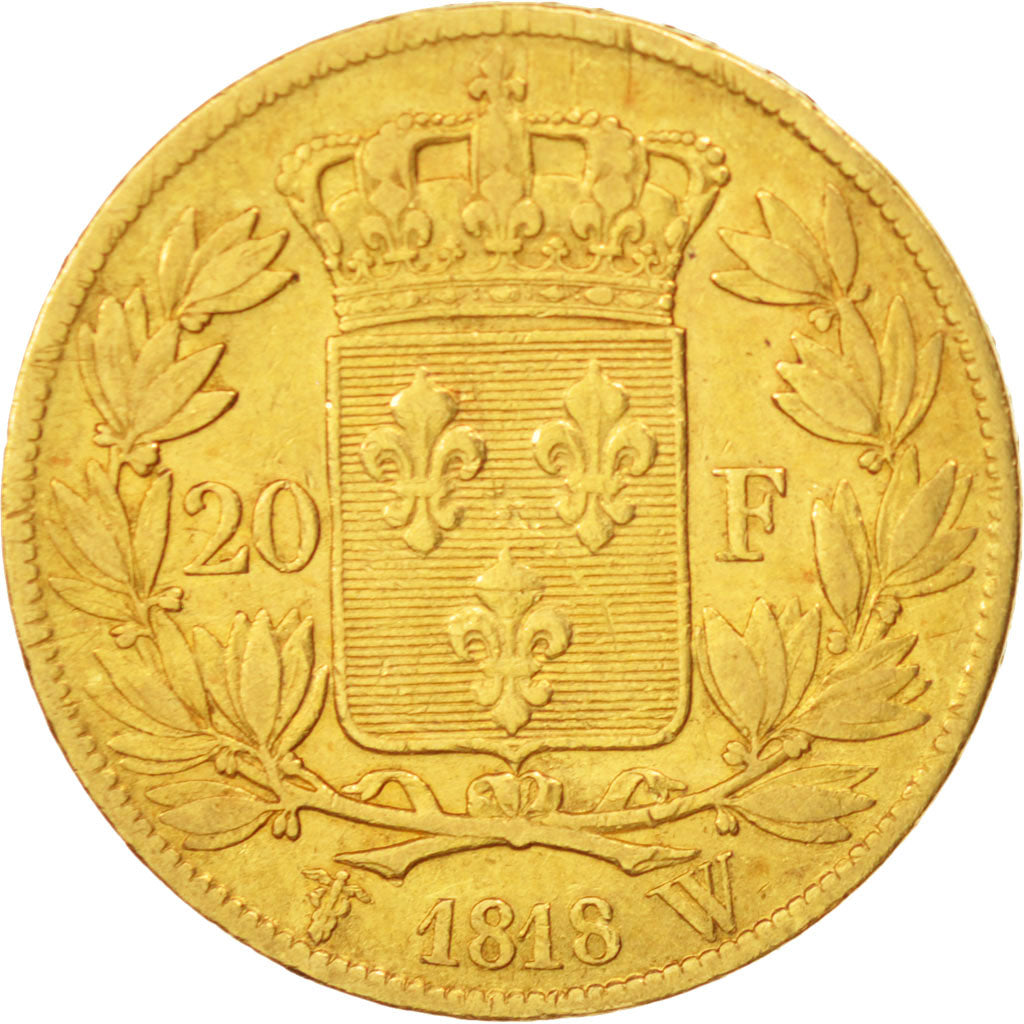 Francia, Louis XVIII, Louis XVIII, 20 Francs, 1818, Lille, MB, Oro, KM:712.9,...