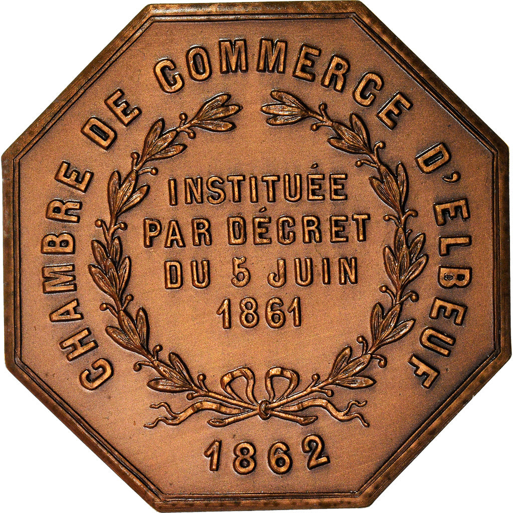 France, Token, Chambre de Commerce d'Elbeuf, Business & industry, 1862, MS(63)