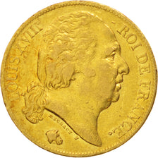 France, Louis XVIII, 20 Francs, 1819, Paris, EF(40-45),Gold, KM712.1,Gadoury1028