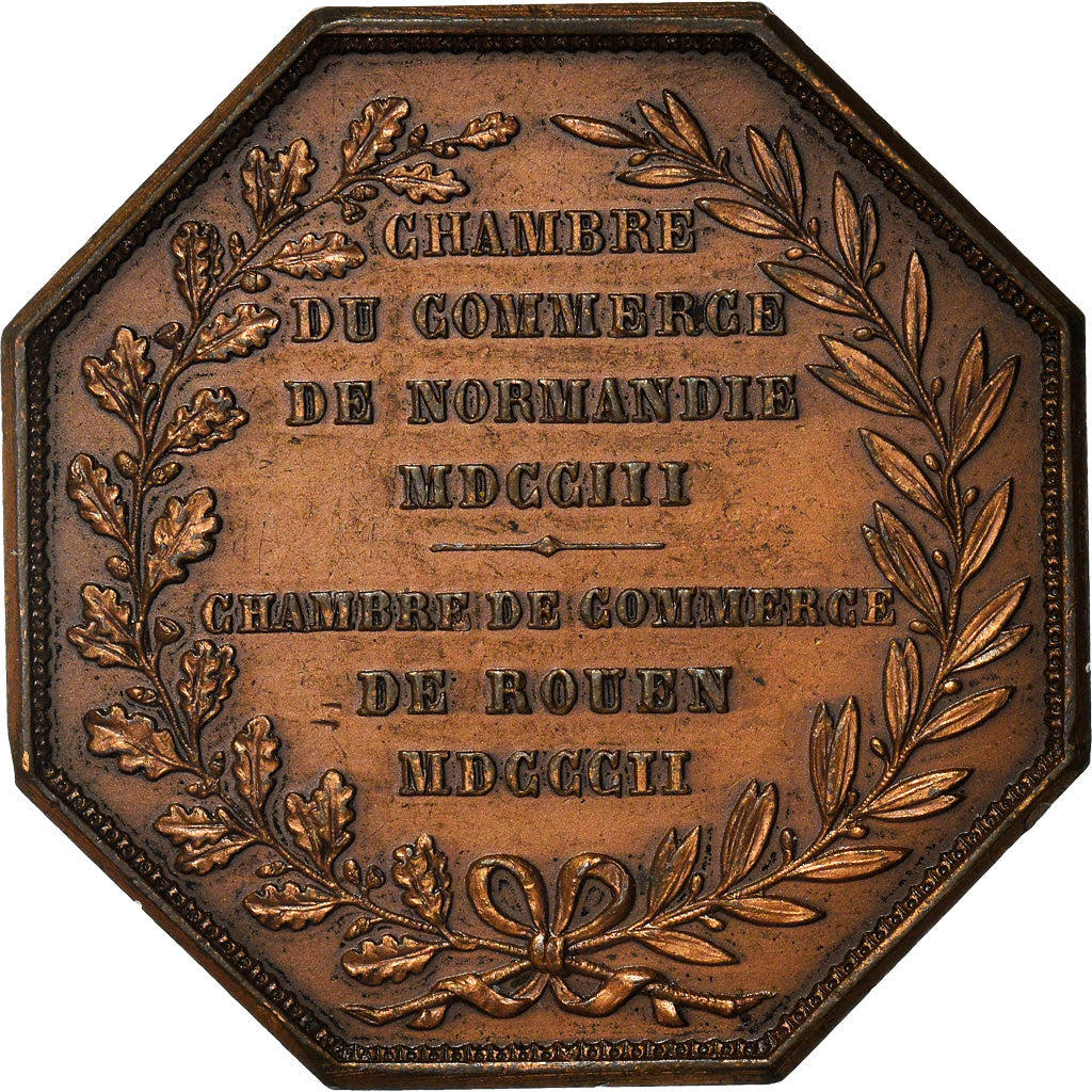 France, Token, Chambre de Commerce de Rouen, 1802, Lecomte, EF(40-45), Bronze