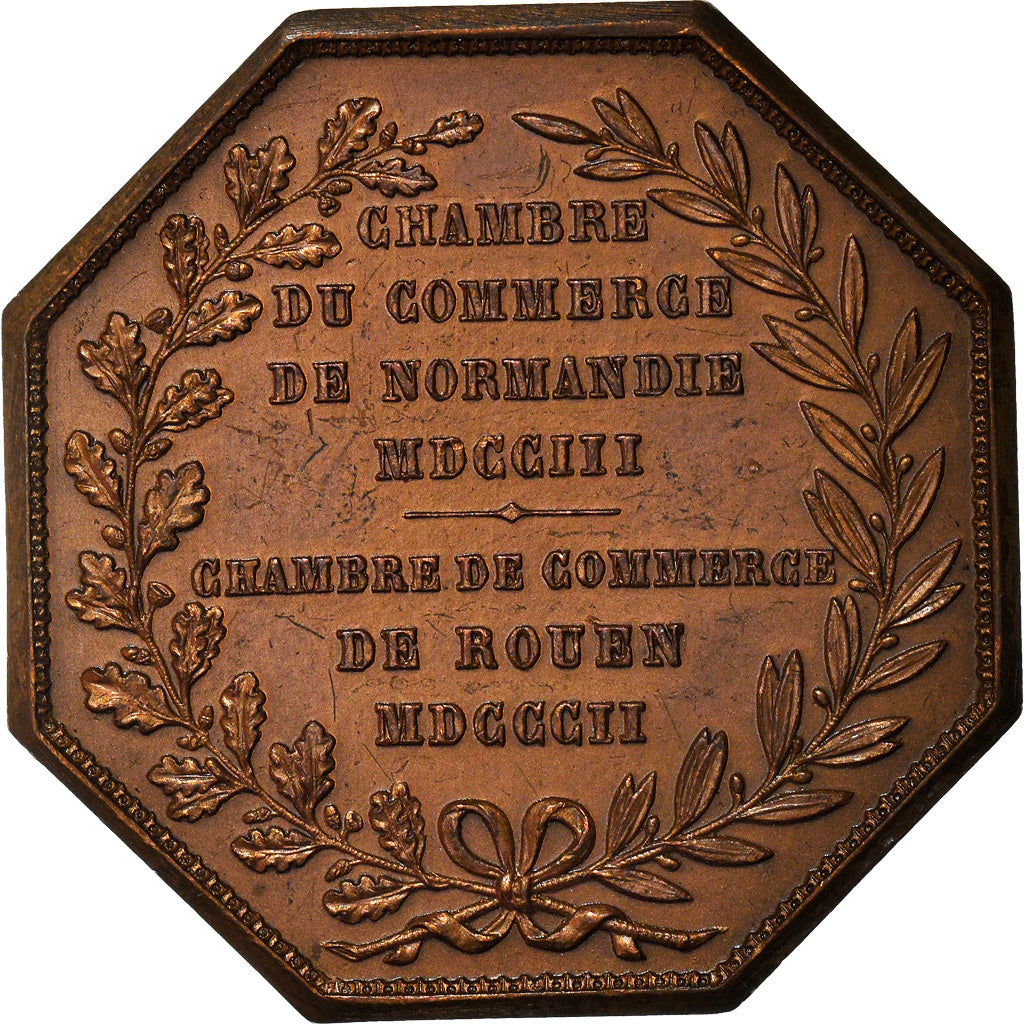 France, Token, Chambre de Commerce de Rouen, 1802, Lecomte, EF(40-45), Bronze