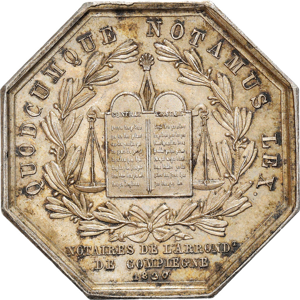 France, Token, Notary, Notaires de l'Arrondissement de Compiègne, 1830