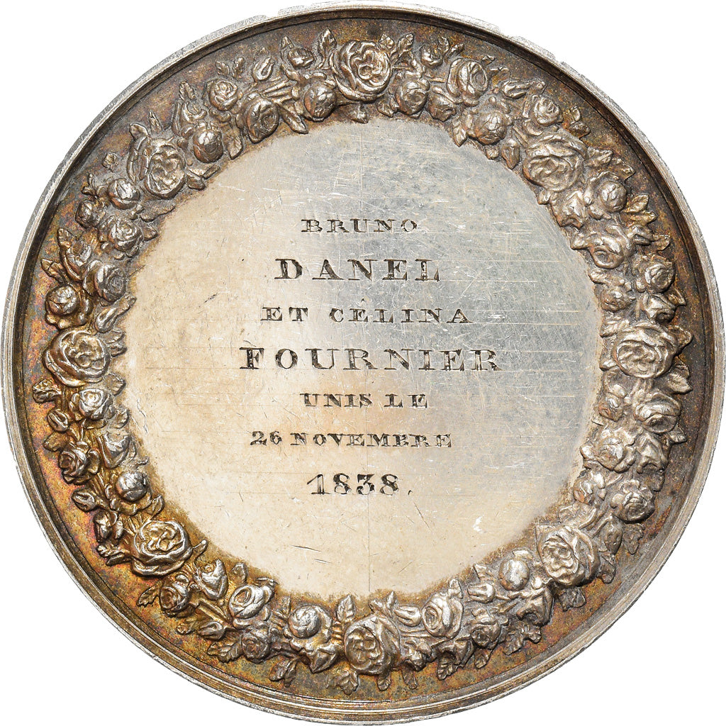 França, Medal, Mariage, Fidélité Bonheur, Crenças e religiões, 1838, De