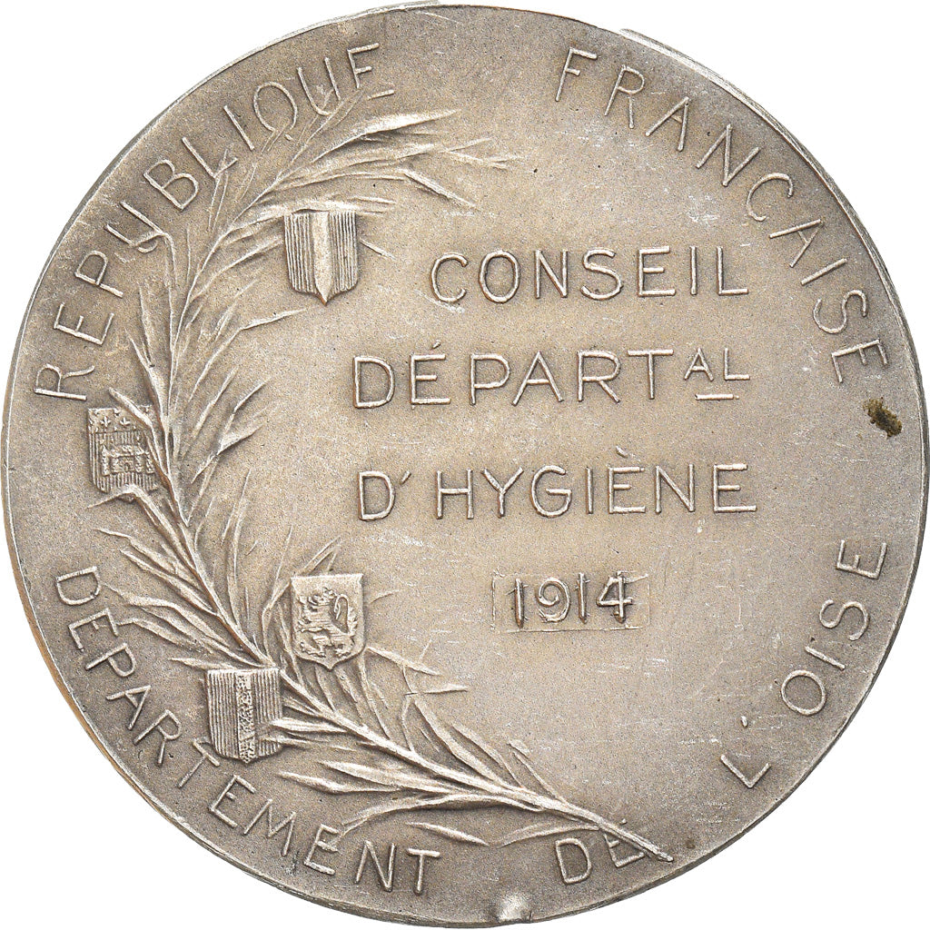 France, Token, Conseil Départemental d'Hygiène, Oise, 1914, AU(55-58), Silver