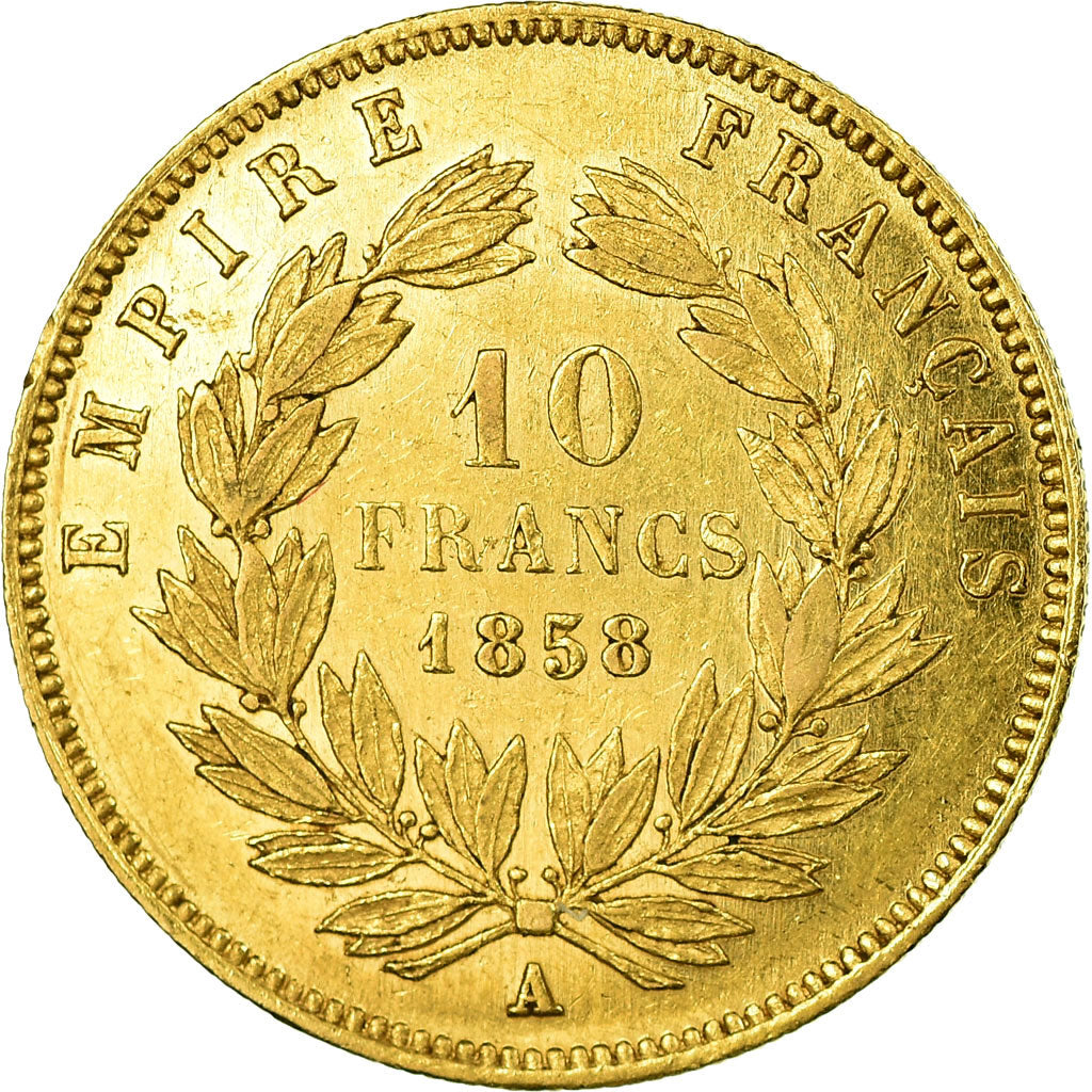 Coin, France, Napoleon III, Napoléon III, 10 Francs, 1858, Paris, AU(50-53)