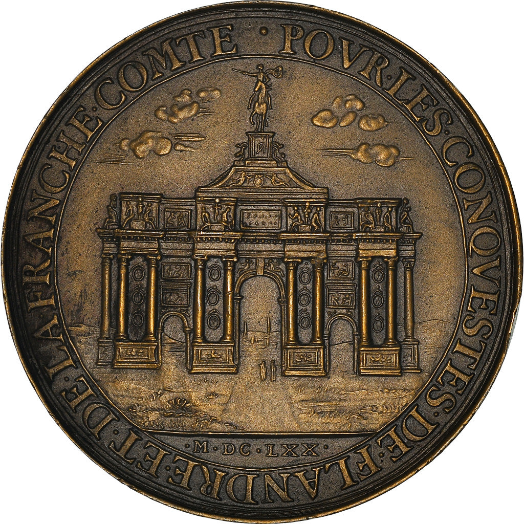 Francia, medalla, Louis XIV, Conquête de la Flandre et de la Franche-Comté