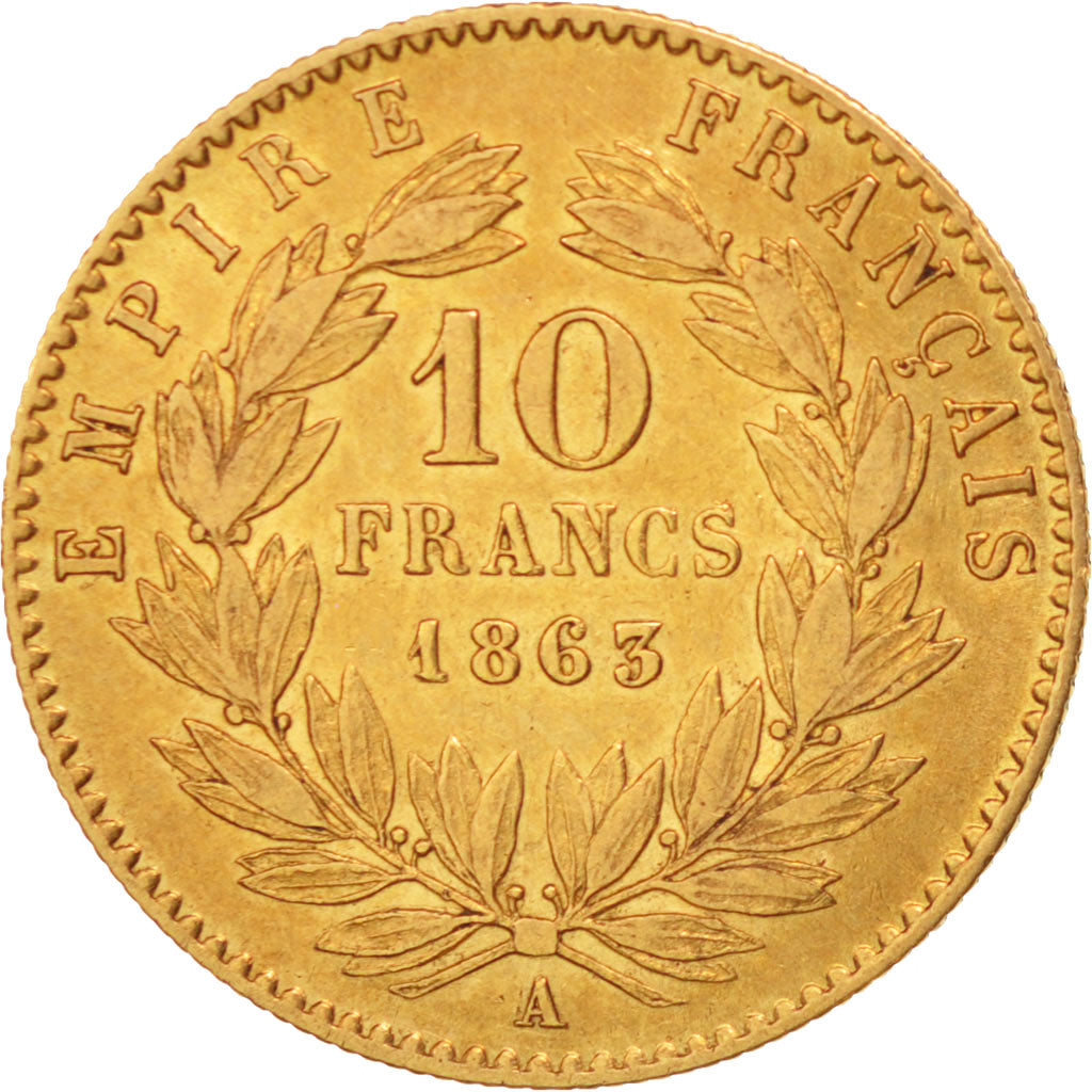 France, Napoléon III, 10 Francs, 1863, Paris, TTB, Or, KM:800.1, Gadoury 1015