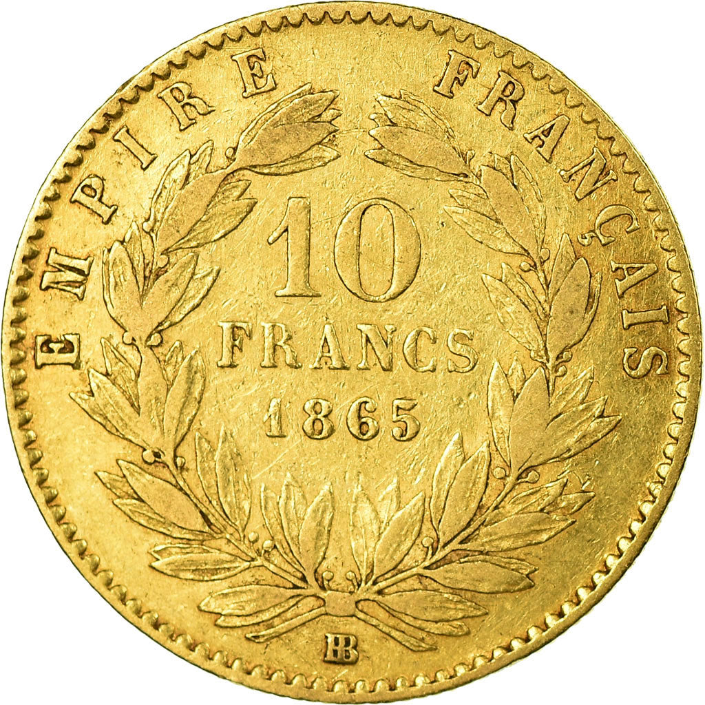 Coin, France, Napoleon III, Napoléon III, 10 Francs, 1865, Strasbourg