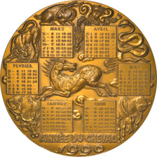 France, Médaille, Calendrier Chinois, Année du Cheval, 1990, Oshio, SUP