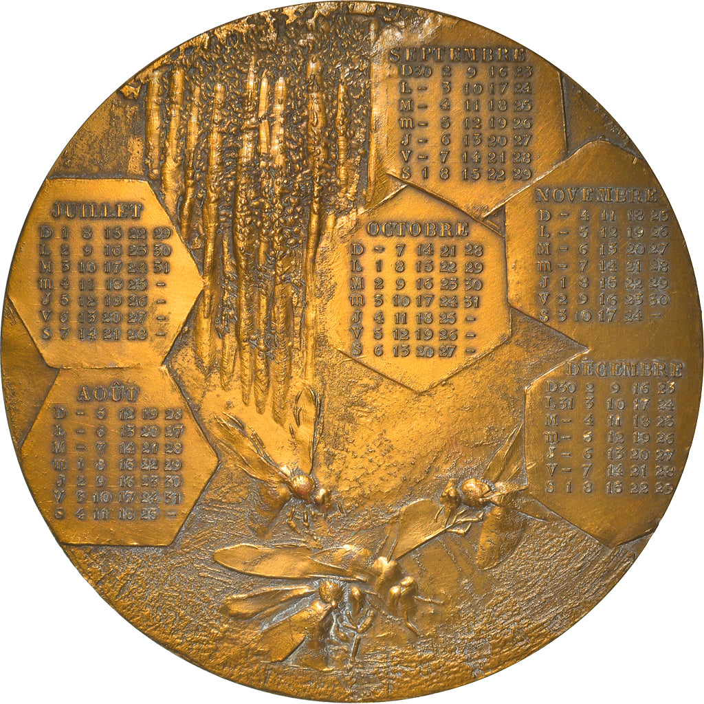 France, Medal, Calendrier, Nouvelle Année, Abeilles, Fauna, 1990, Fontalavie