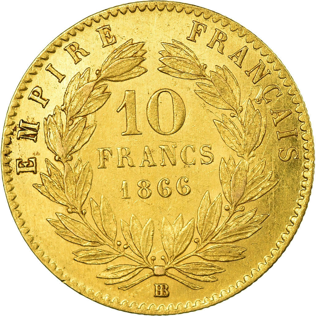 Coin, France, Napoleon III, Napoléon III, 10 Francs, 1866, Strasbourg