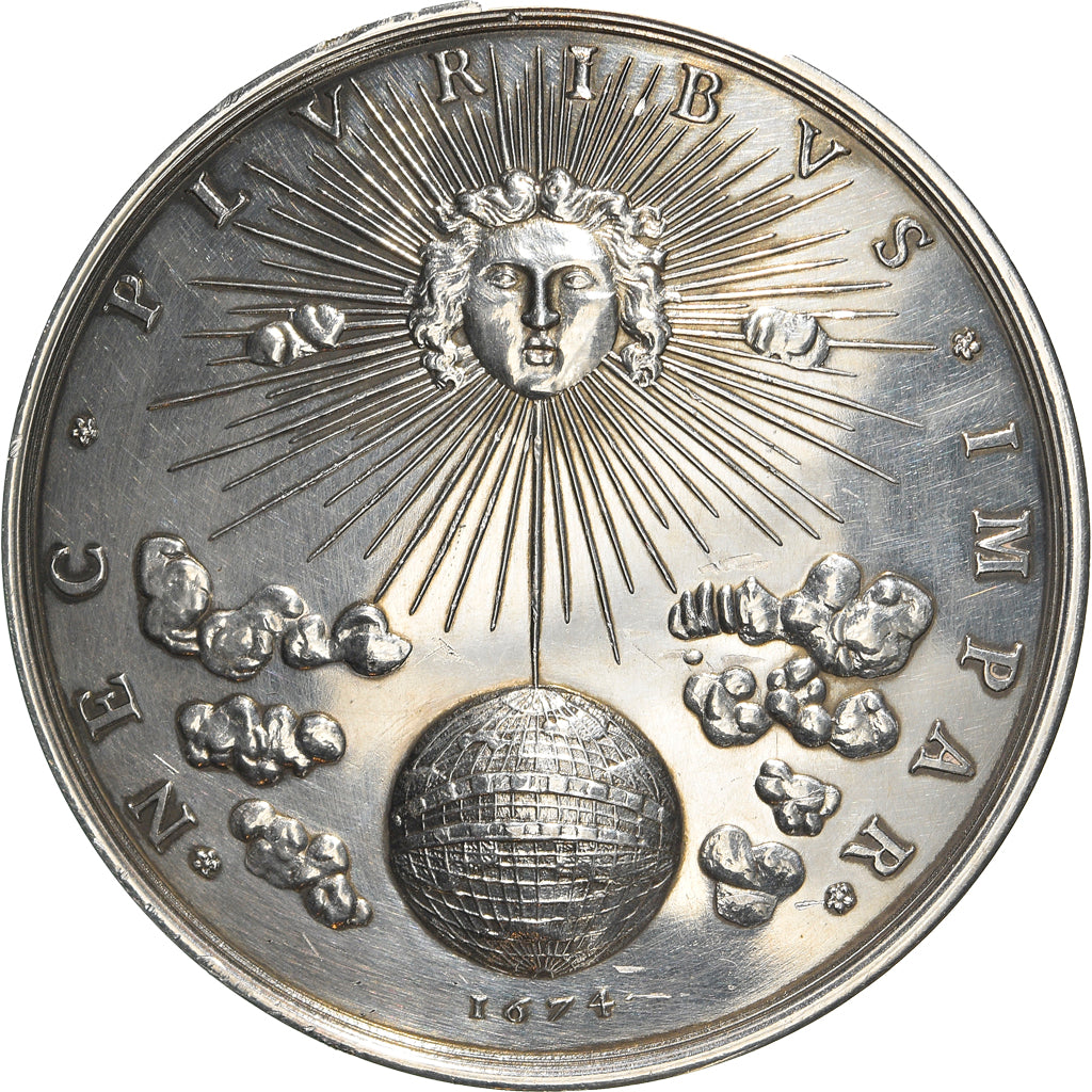 France, Medal, Louis XIV, Nec Pluribus Impar, History, 1674, Varin, Restrike