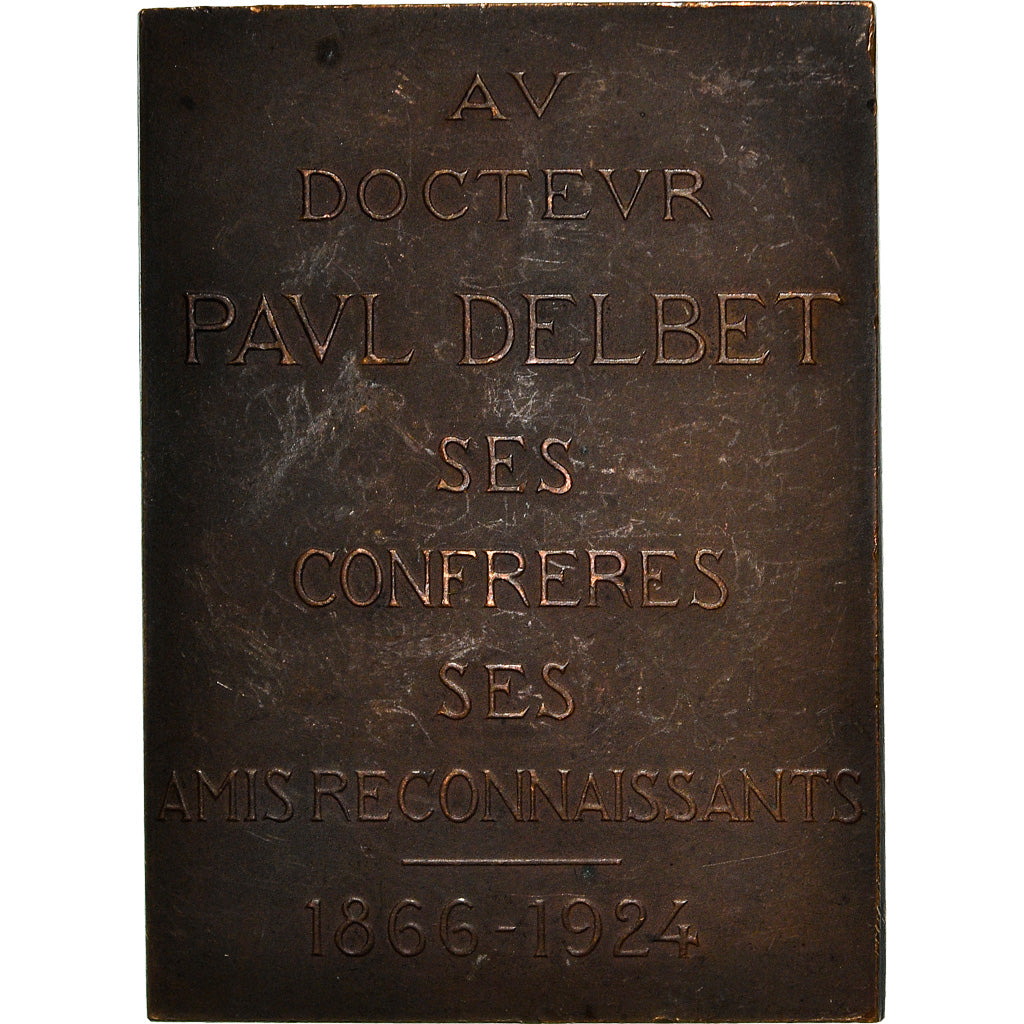 France, Médaille, Docteur Paul Delbet, Medicine, 1924, TTB+, Bronze