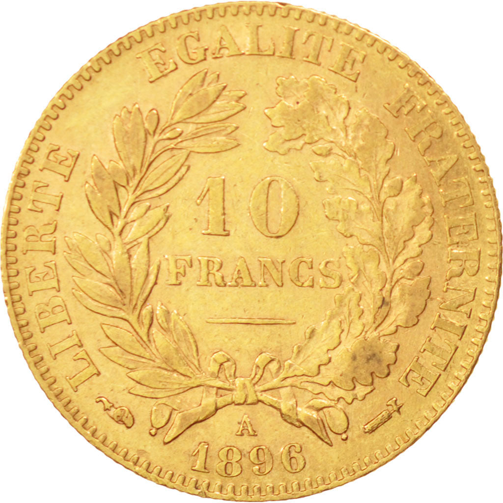 France, Cérès, 10 Francs, 1896, Paris, EF(40-45), Gold, KM:830, Gadoury:1016