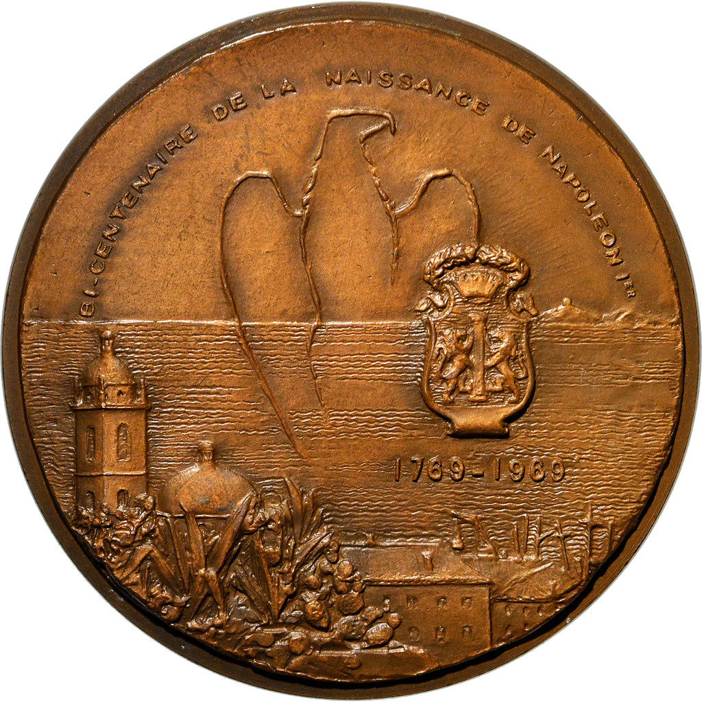 Francia, medalla, Napoléon Bonaparte, Ville d'Ajaccio, History, 1969, Courbier