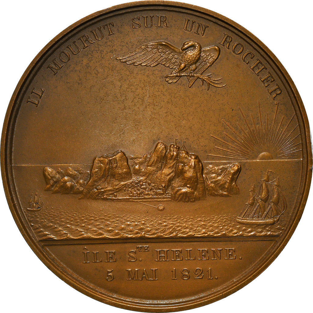 France, Medal, Louis XVIII, Mort de Napoléon Ier à Saint-Hélène, History