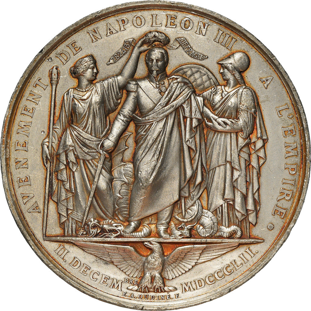 Médaille commémorative Napoléon III Empereur argenté doré