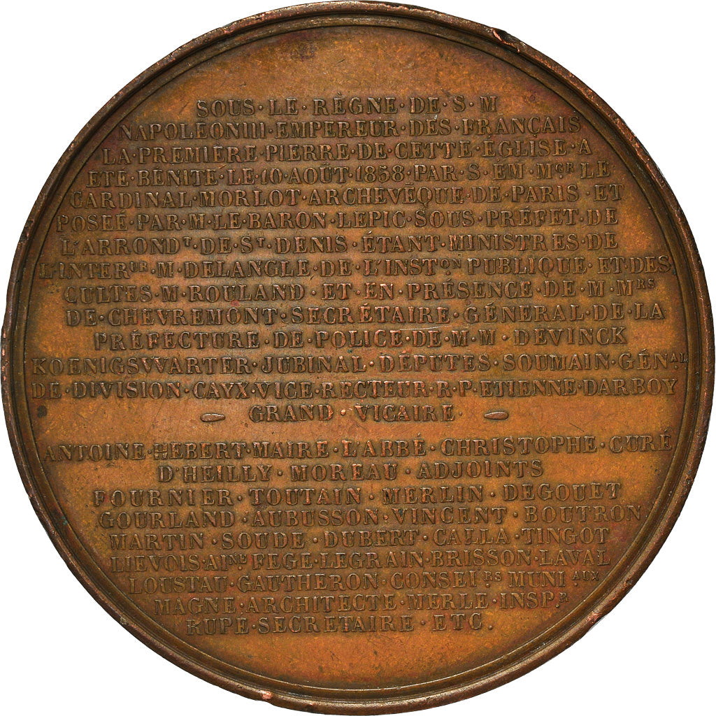 France, Medal, Napoléon III, Consécration de l'Eglise Saint-Bernard de La