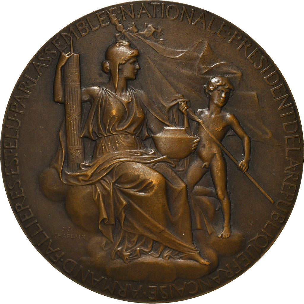 France, Médaille, Election d'Armand Fallières, Politics, 1906, Chaplain, TTB+