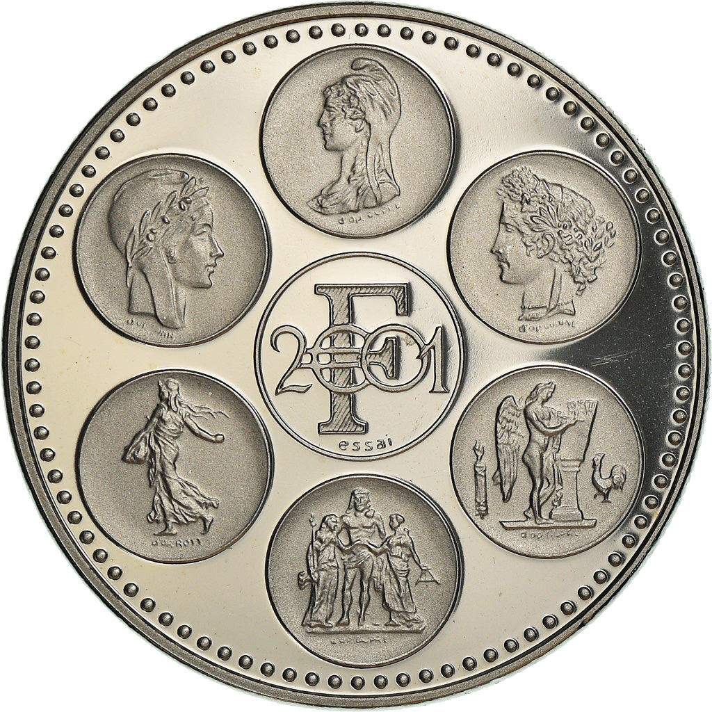 Francja, Medal, Coq, Fin du Cours Légal du Franc, Politics, 2001, MS(65-70)