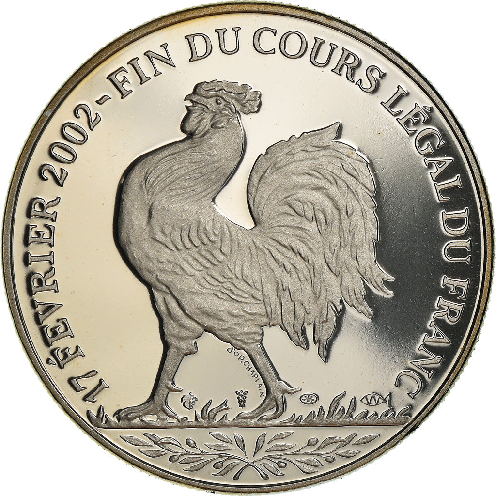 Francja, Medal, Coq, Fin du Cours Légal du Franc, Politics, 2001, MS(65-70)