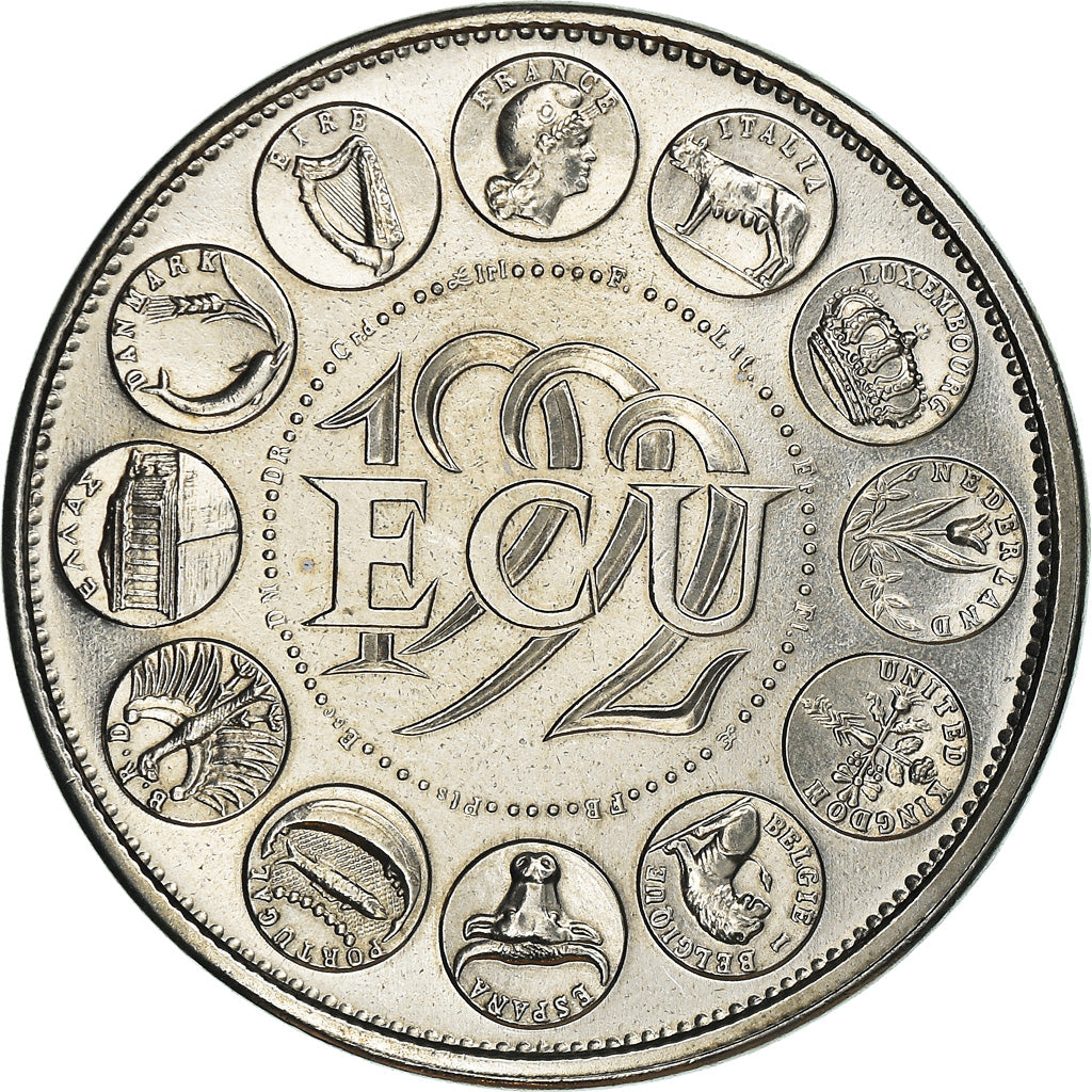 Frankrijk, Medaille, Ecu Europa, Marianne, Politics, 1992, Rodier, FDC