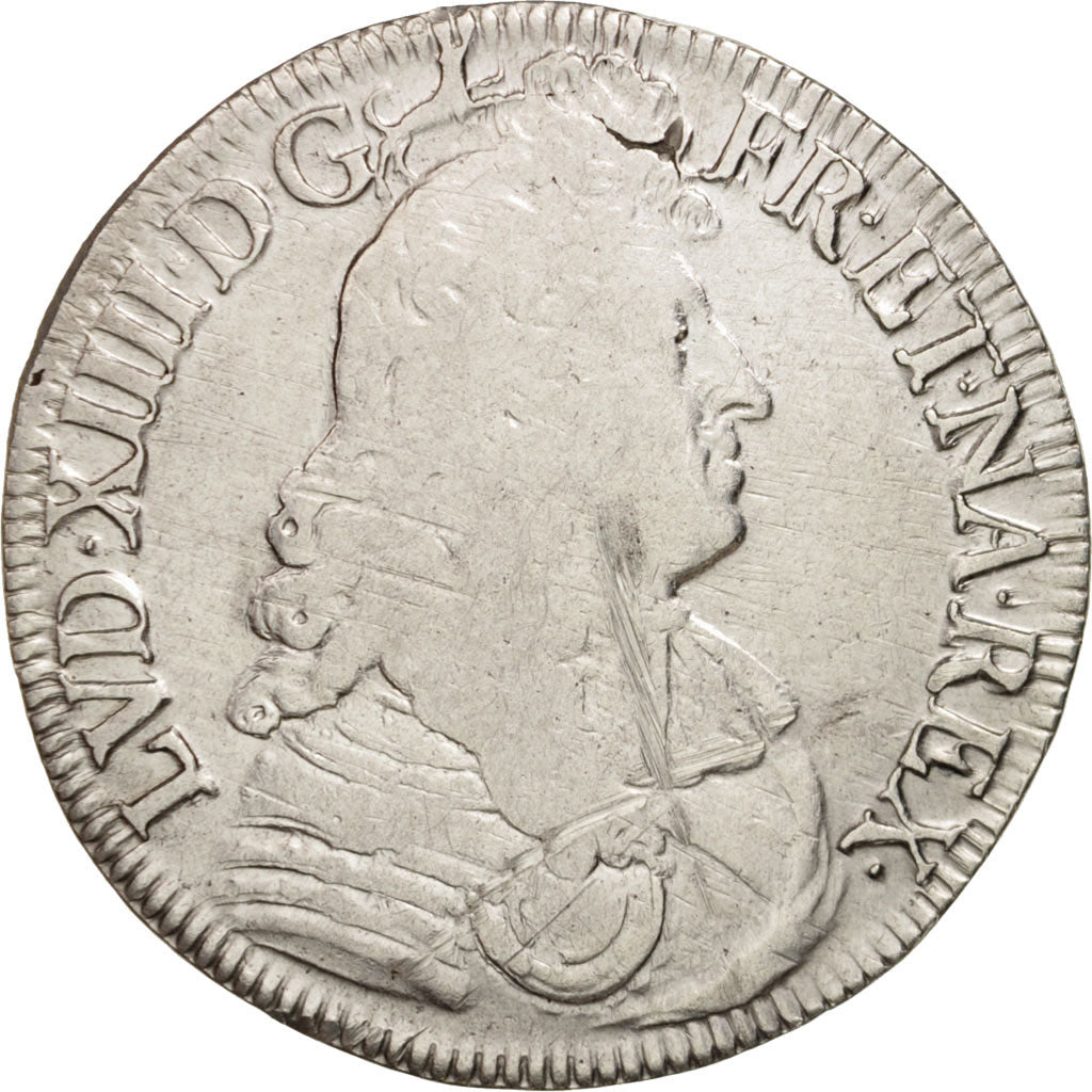 Frankreich, Louis XIV, Écu à la cravate, 1673, Bayonne, S, Silber, KM 226.8