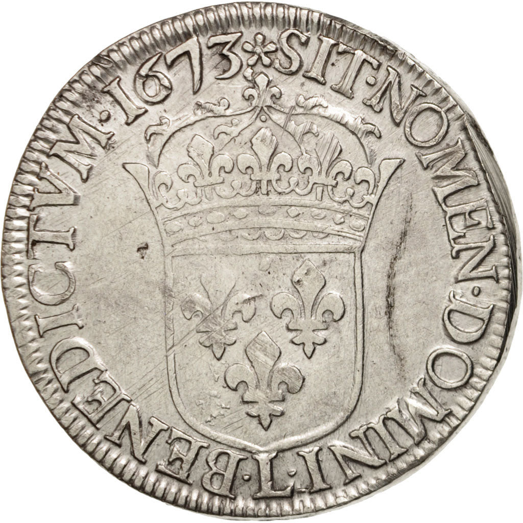 Frankreich, Louis XIV, Écu à la cravate, 1673, Bayonne, S, Silber, KM 226.8