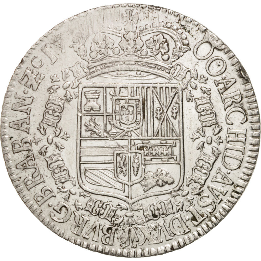 Spanish Netherlands, BRABANT, Patagon, 1700, Antwerp, AU(50-53), Silver,KM:107.1