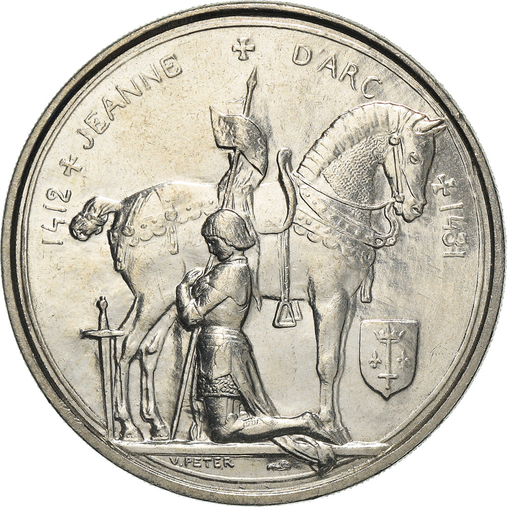 France, Medal, Jeanne d'Arc, History, V. Peter, MS(65-70), Copper-nickel