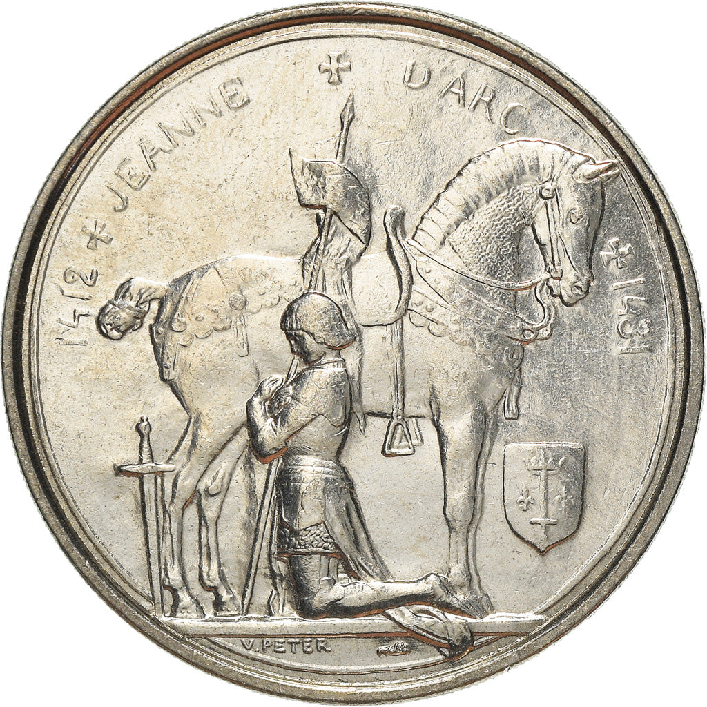 France, Medal, Jeanne d'Arc, History, V. Peter, MS(65-70), Copper-nickel