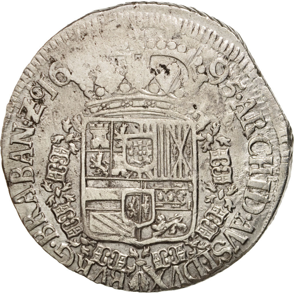 Spanish Netherlands, BRABANT, Patagon, 1695, Antwerp, VF(30-35), Silver,KM:107.1