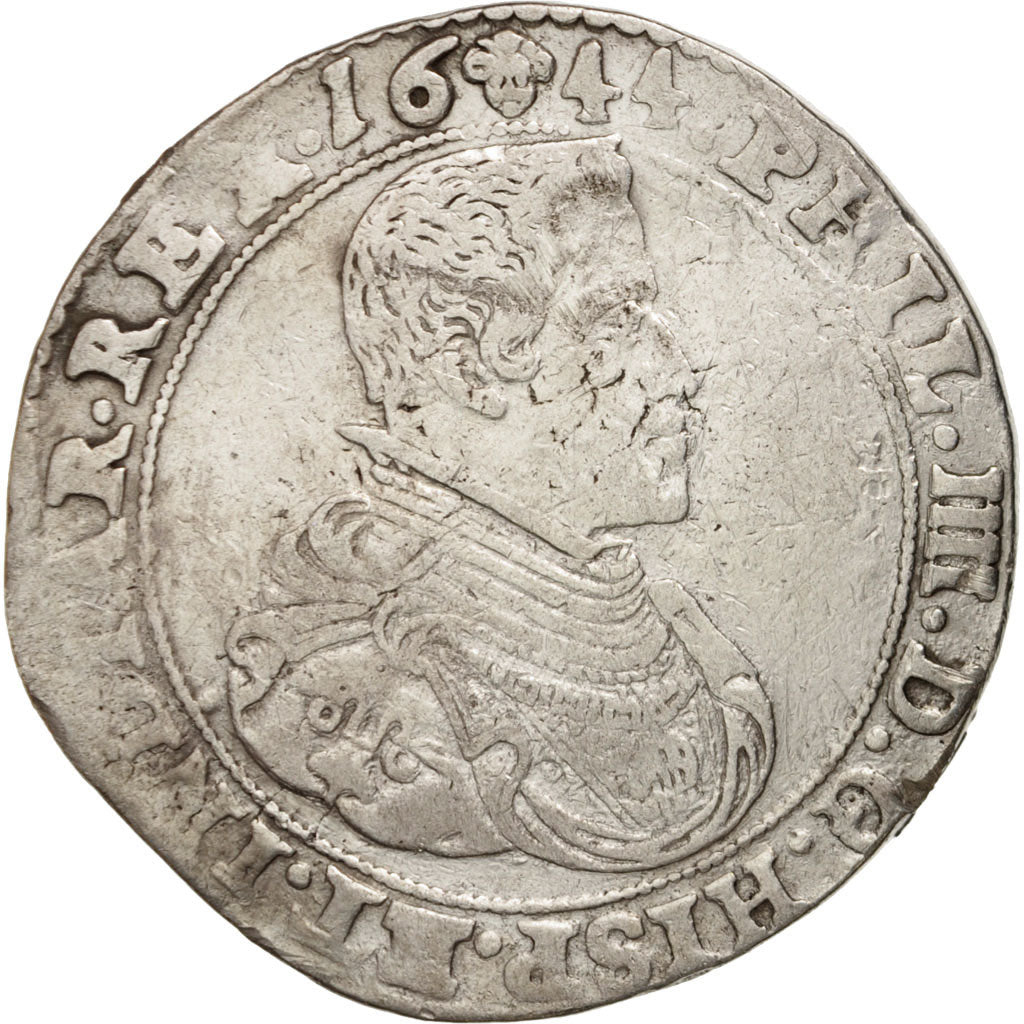 Spanish Netherlands, BRABANT, Ducaton, 1644, Brussels, VF(30-35), Silver, KM72.2