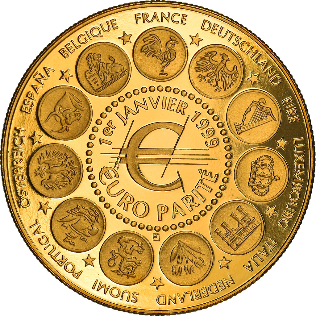 France, Medal, 1er Janvier 1999, Euro Parité, EUROPA, Politics, 1999