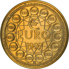 Frankreich, Medaille, Ecu Europa, Politics, 1997, STGL, Copper-Nickel Gilt