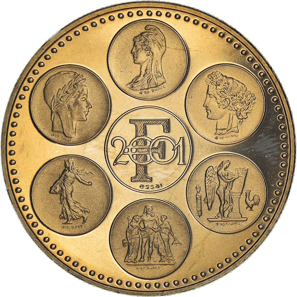 France, Medal, Coq, Fin du Cours Légal du Franc, Politics, 2002, MS(63)