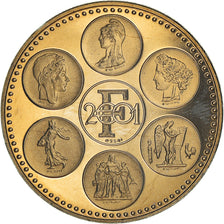 France, Medal, Coq, Fin du Cours Légal du Franc, Politics, 2002, MS(63)