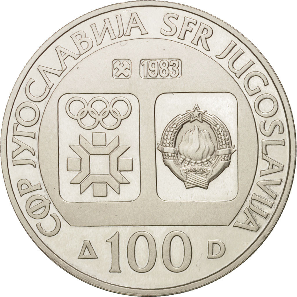 Yugoslavia, 100 Dinara, 1983, MS(63), Silver, KM:99