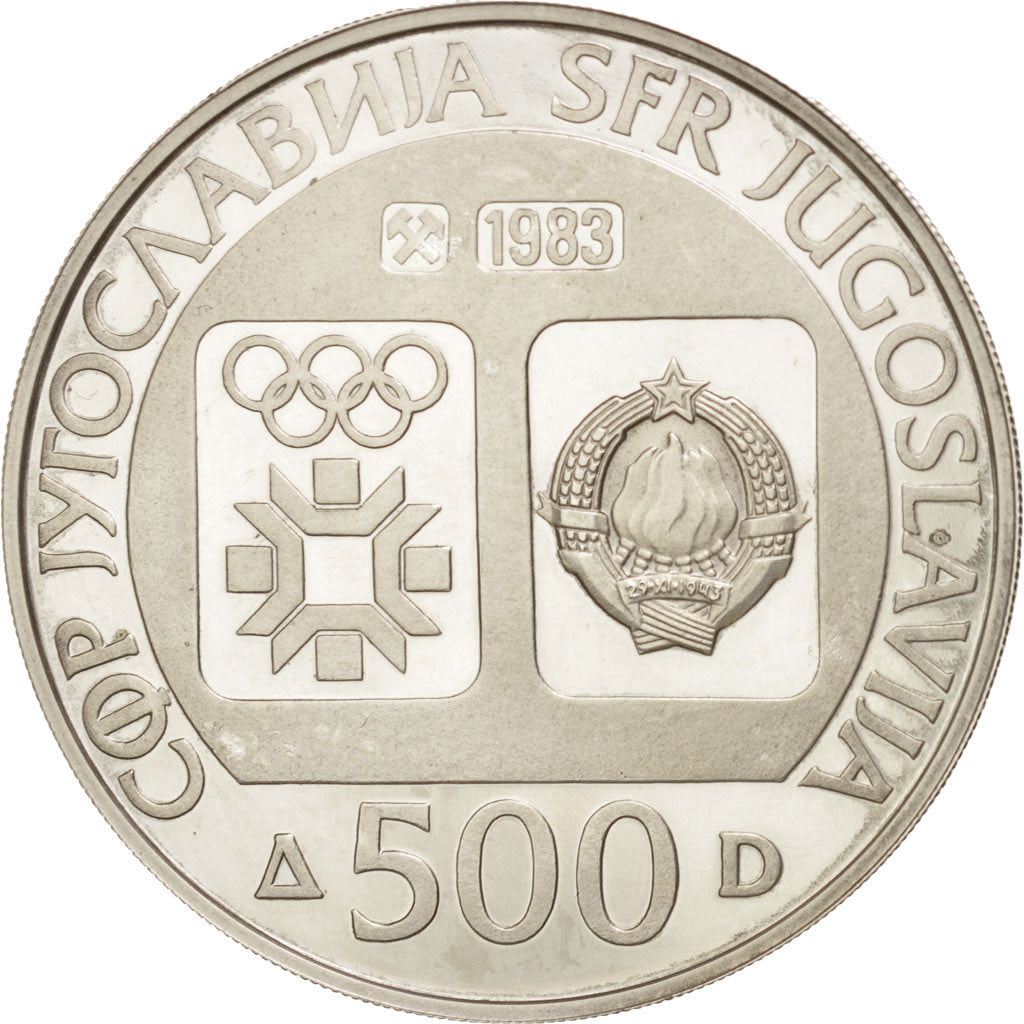 Iugoslavia, 500 Dinara, 1983, SPL, Argento, KM:102