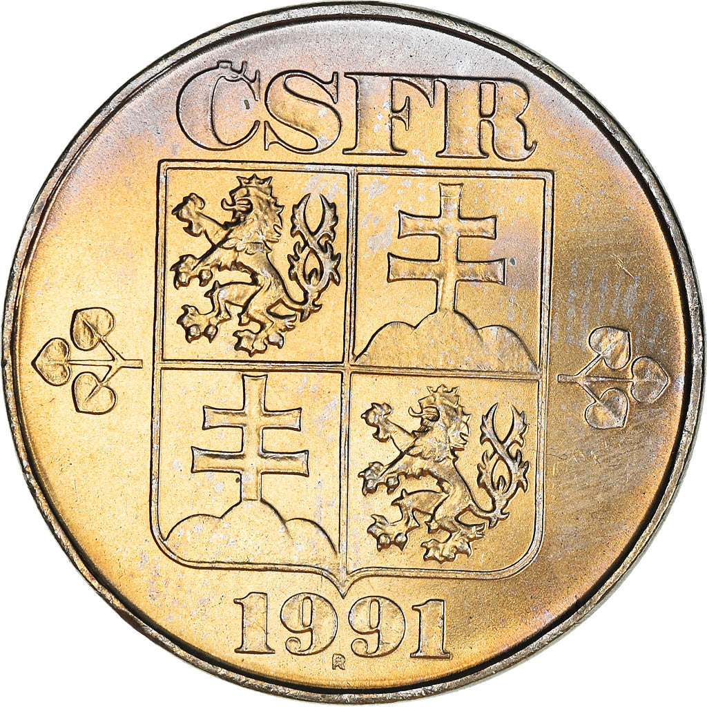 Coin, Czechoslovakia, 5 Korun, 1991, MS(63), Copper-nickel, KM:152